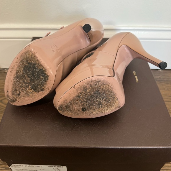 Pre owned Gucci Vernice Crystal DK Cipria Heels size 37.5 - Picture 9 of 12